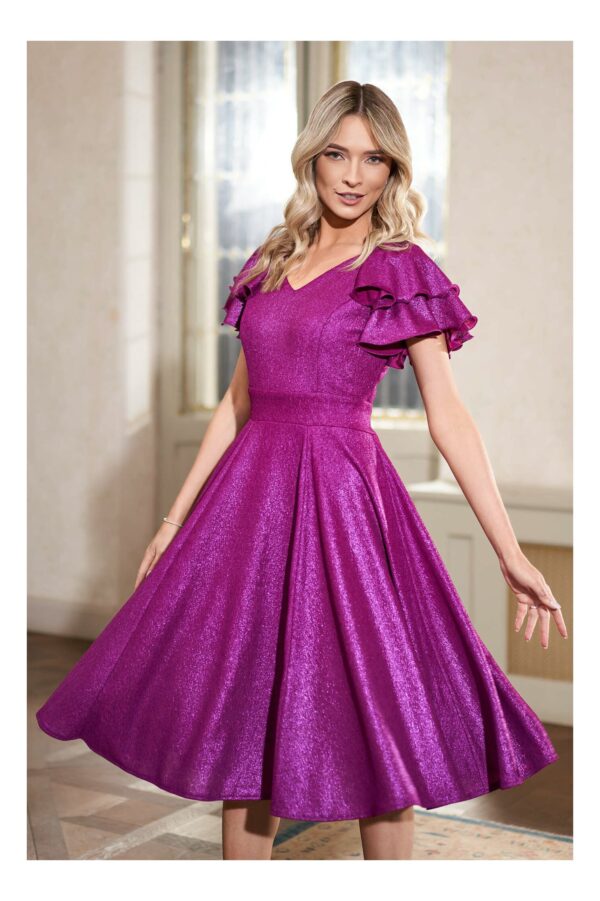 Rochie Ella Collection Renata magenta din lurex