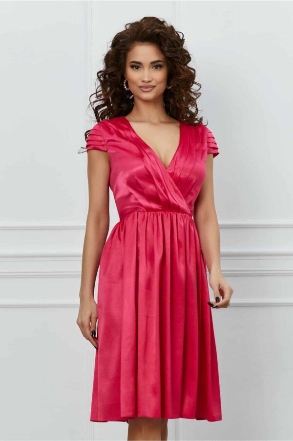 Rochie MBG fucsia cu pliuri la bust