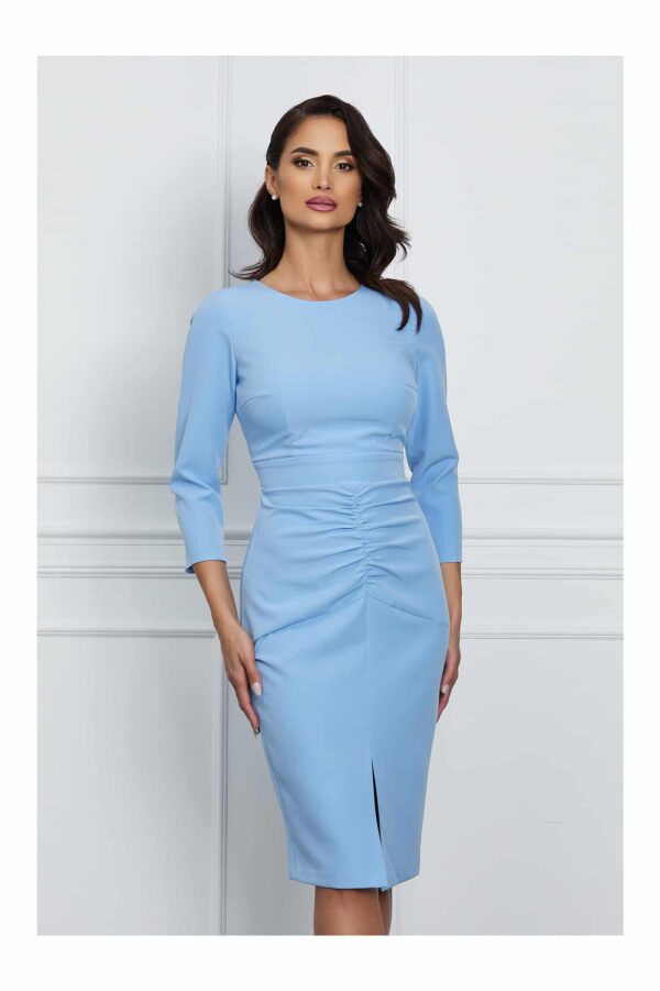 Rochie Moze bleu cu fronseu pe fusta