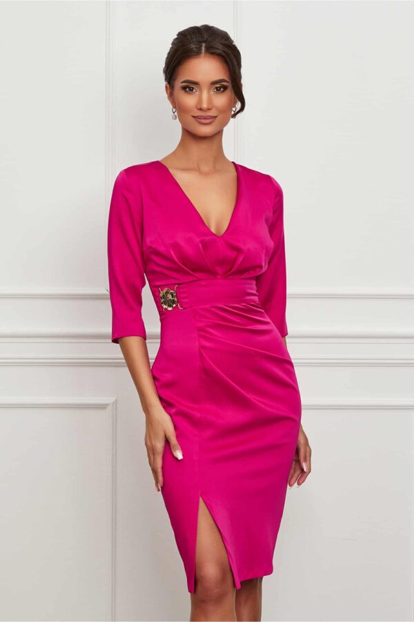 Rochie Moze fucsia cu accesoriu in talie
