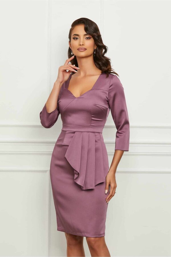 Rochie Moze mov cu peplum in talie