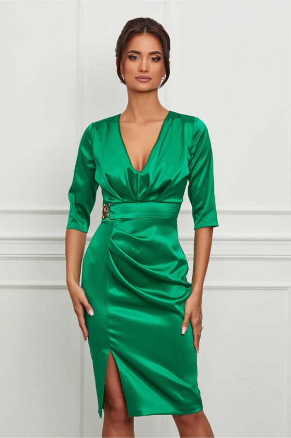 Rochie Moze verde cu accesoriu in talie