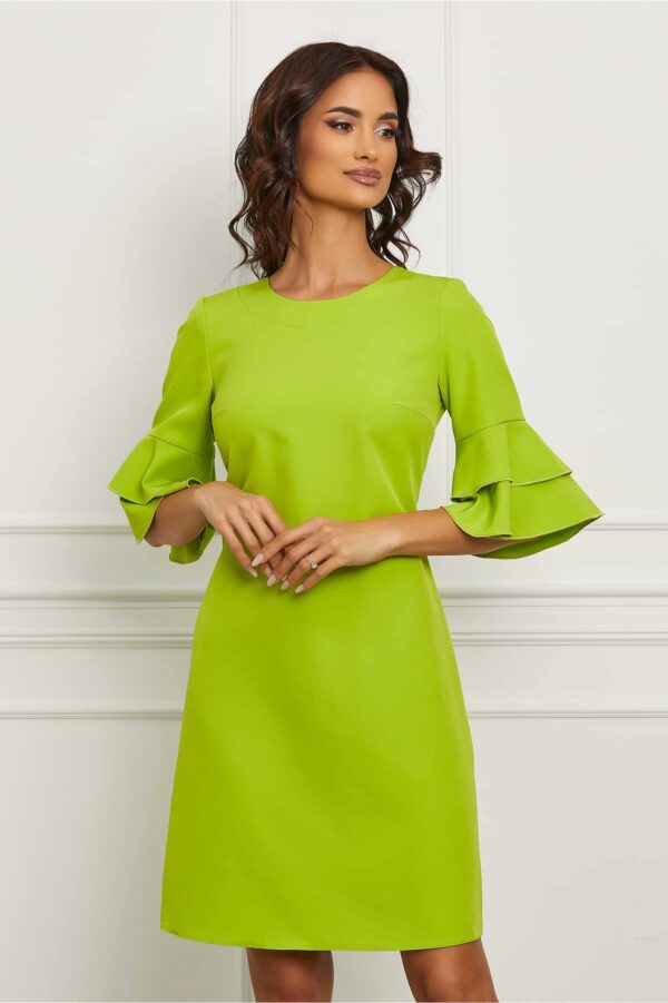Rochie Moze verde lime cu maneci clopot