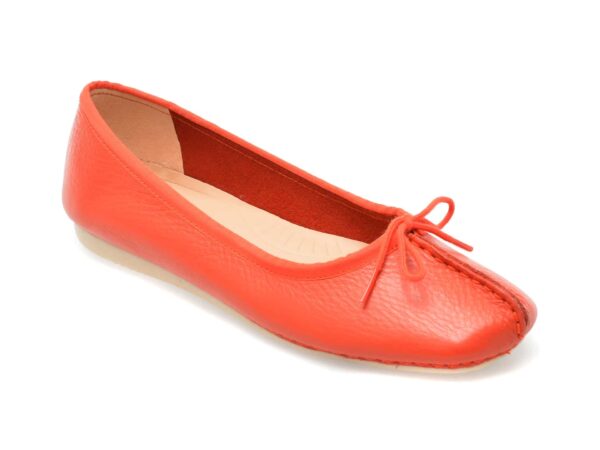 Balerini CLARKS portocalii, FRECKLE ICE-N, din piele naturala