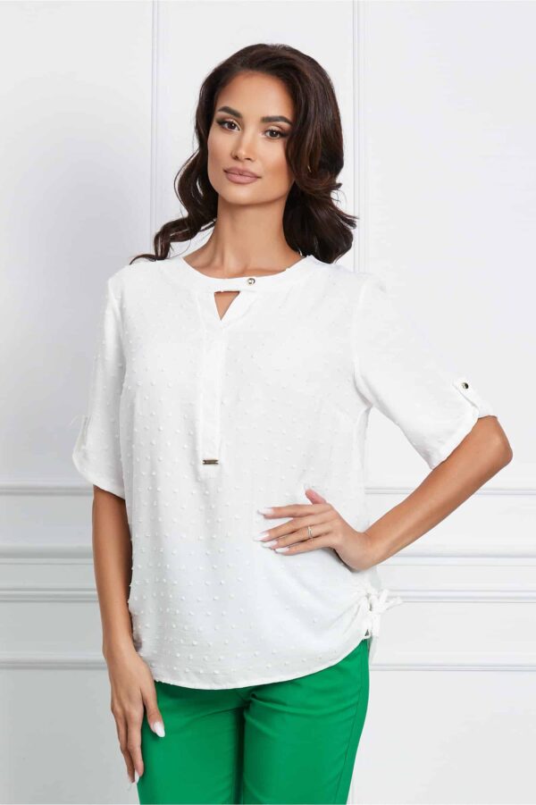 Bluza Nadia alba cu picatele in relief