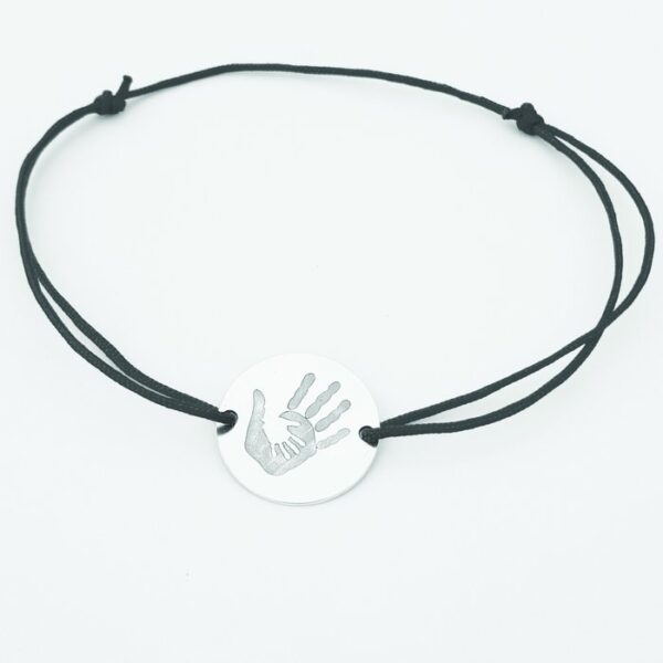 Bratara 2 maini unite – Argint 925, snur negru