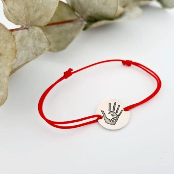 Bratara 2 maini unite – Argint 925, snur rosu