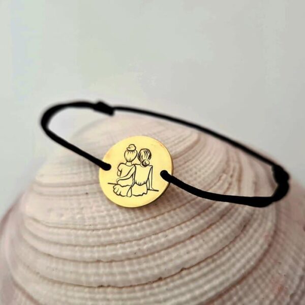 Bratara 2 surori / prietene – Argint 925 placat cu Aur galben 18k, snur reglabil