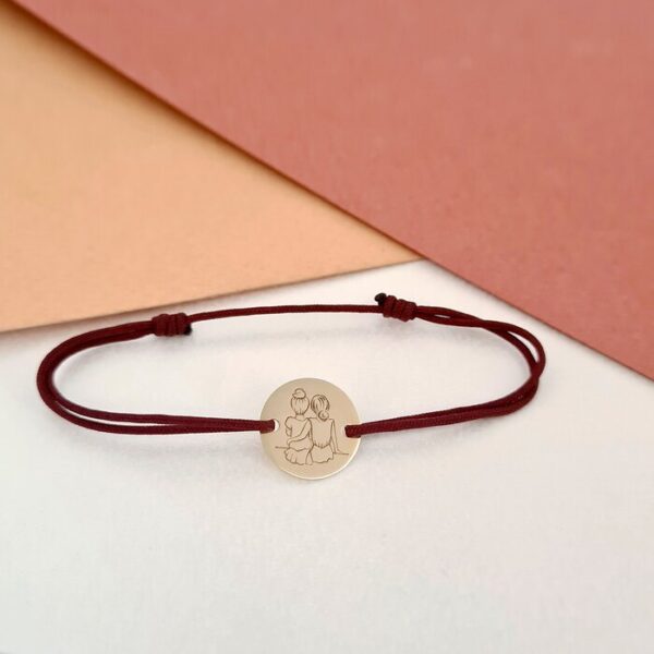 Bratara 2 surori / prietene – banut 12 mm – Aur Galben 9K – snur reglabil