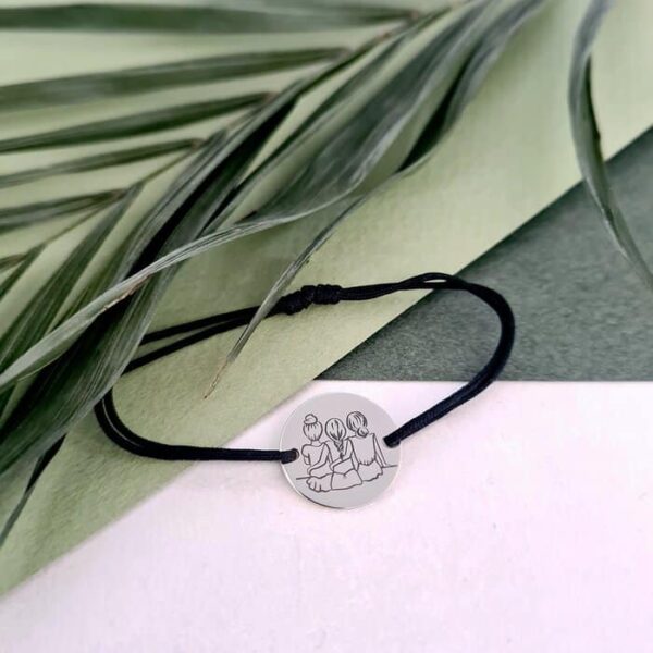 Bratara 3 surori / prietene – Argint 925, snur negru