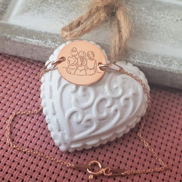 Bratara 3 surori / prietene cu lantisor – Argint 925 placat cu Aur roz 18K