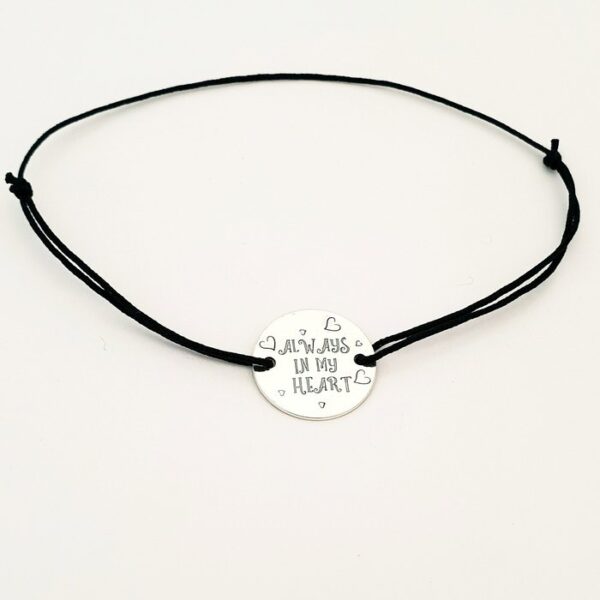 Bratara Always in my heart – Argint 925, snur negru