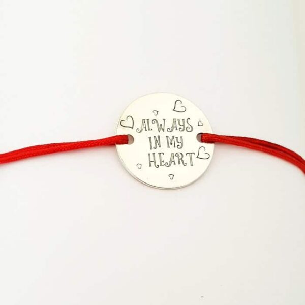 Bratara Always in my heart – Argint 925, snur rosu