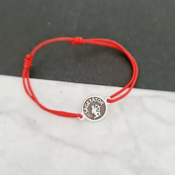 BRATARA ARGINT SAGETATOR – SNUR ROSU