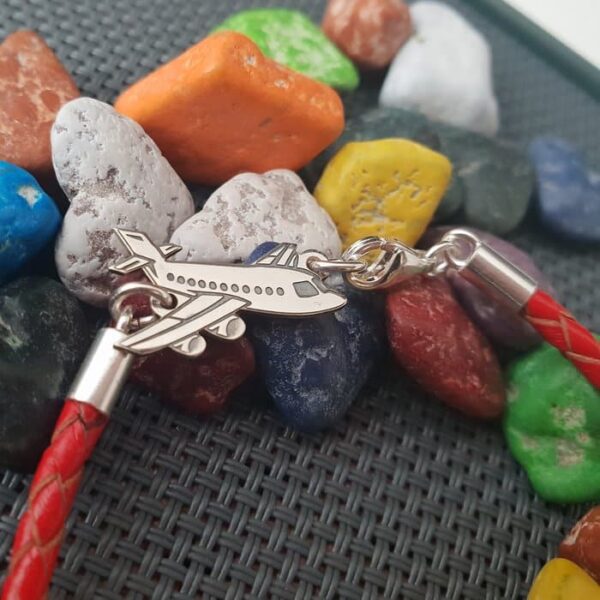 Bratara Avion – Argint 925, piele impletita