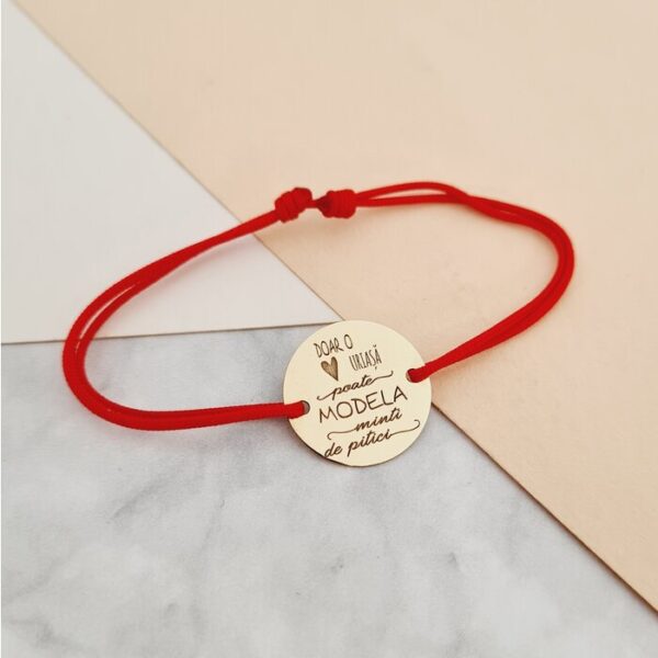 Bratara banut 15 mm – Model educatoare/invataoare – Aur Galben 9K – Snur reglabil, diverse culori