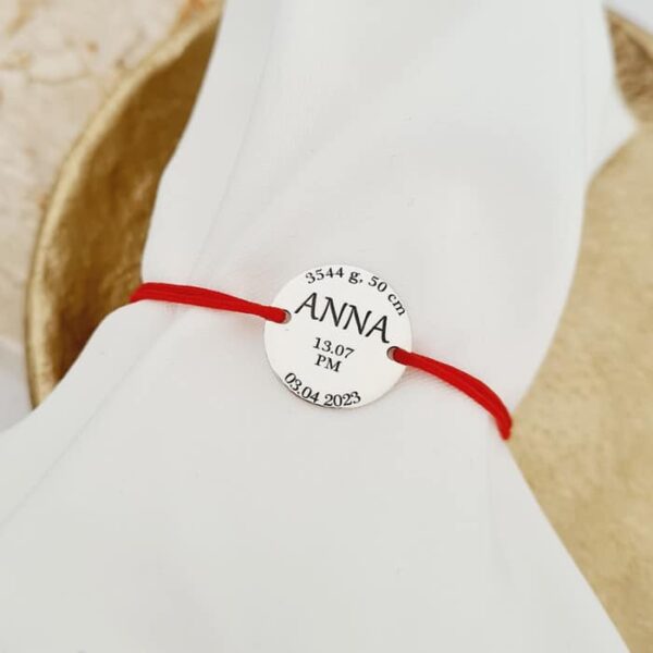 Bratara Banut Botez Marturie- Argint 925, snur rosu