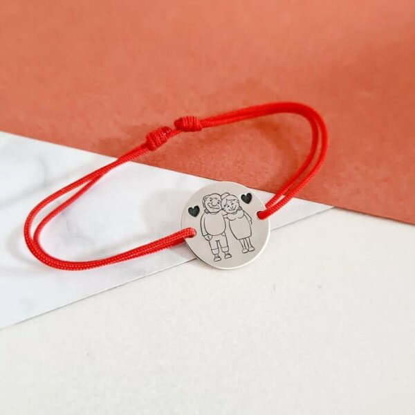 Bratara banut cu siluete bunici – Argint 925, snur reglabil