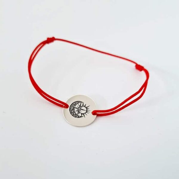 Bratara banut – Luna si Soare – Argint 925, snur reglabil