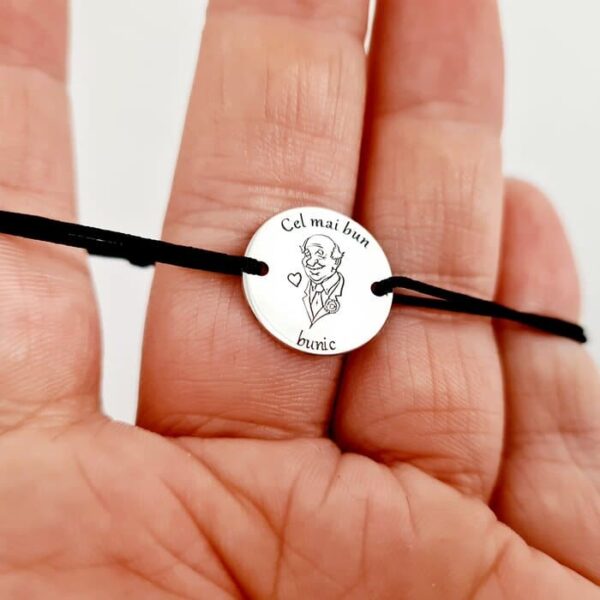 Bratara banut personalizata – Cel mai bun bunic- Argint 925, snur reglabil