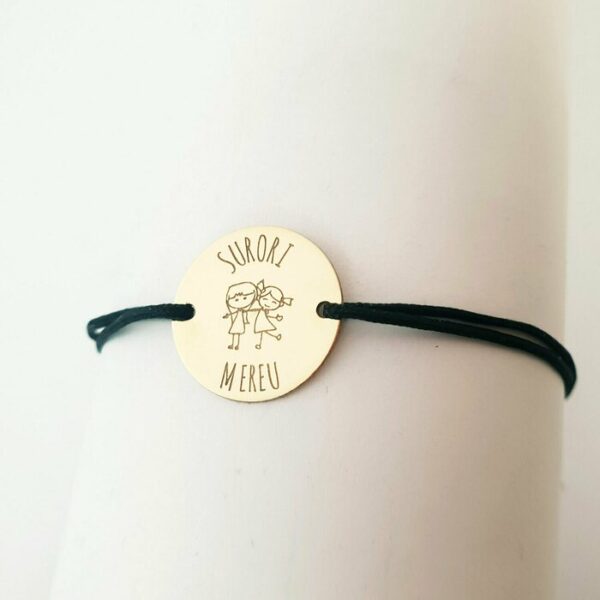 Bratara banut – Surori mereu – Aur Galben 14k – 15 mm diametru – snur reglabil