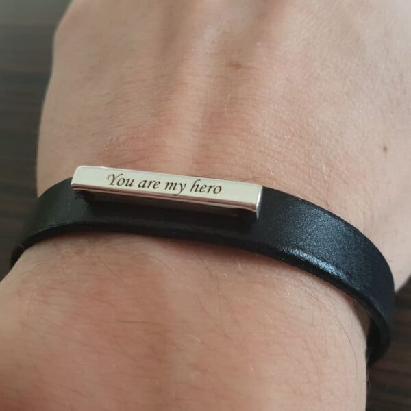 Bratara Barbat, Bara din Argint 925 masiv si piele