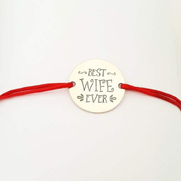 Bratara Best wife ever – Argint 925, snur rosu