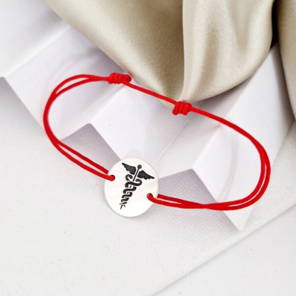 Bratara Caduceus – Argint 925 – Snur reglabil, diverse culori