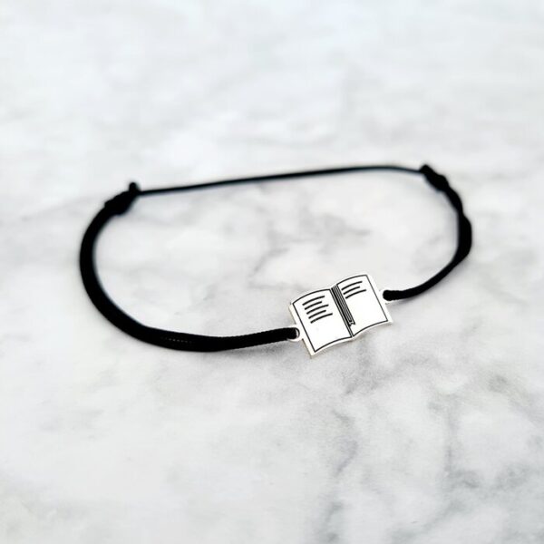 Bratara Carte – Argint 925, snur negru reglabil