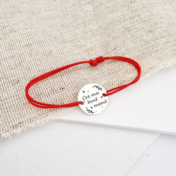 Bratara Cea mai buna mama – Argint 925, snur rosu