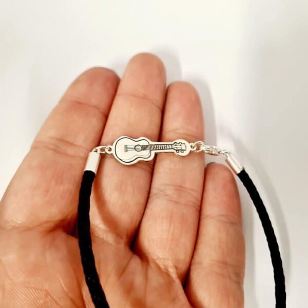 Bratara Chitara – Argint 925, piele impletita
