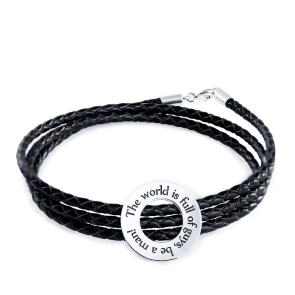 Bratara barbati model Compas cu mesaj personalizat – Argint 925 si Piele