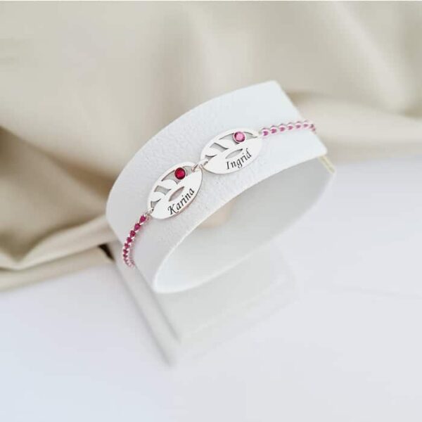 Bratara cromatica – Frunze personalizate – Model cu lant impletit cu Zirconii – Argint 925 si cristale Swarovski