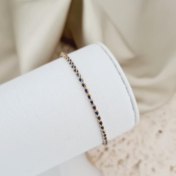 Bratara cromatica – Model cu lant impletit cu Zirconii – Argint 925 placat cu Aur Galben 18K