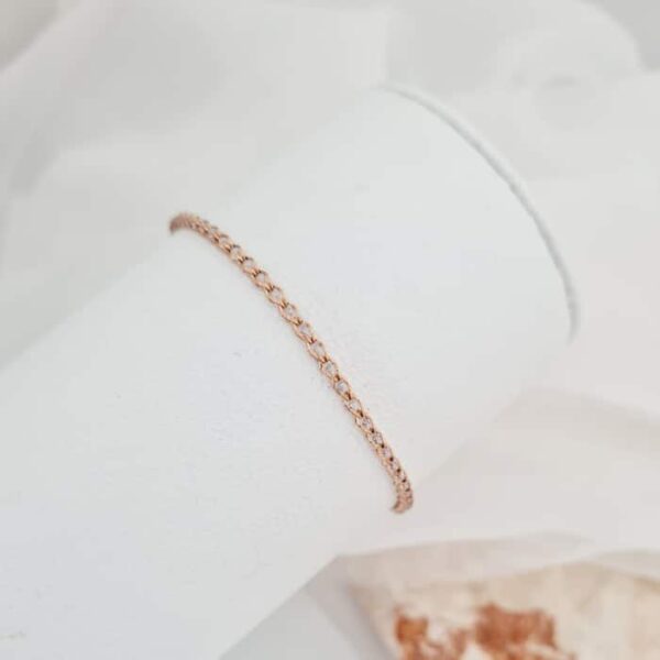 Bratara cromatica – Model cu lant impletit cu Zirconii – Argint 925 placat cu Aur Roz 18K