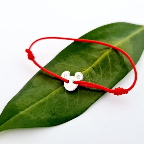 Bratara cu 2 Diamante naturale – Model Soricel – Argint 925 si snur reglabil