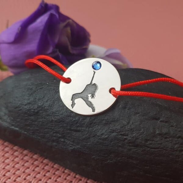 Bratara – Dansatoare – Argint 925, cristal Swarovski si snur rosu