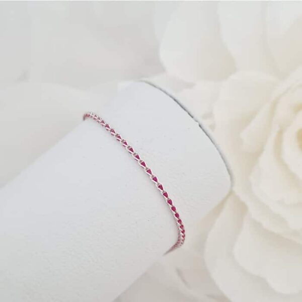 Bratara de picior cromatica – Model cu lant impletit cu Zirconii – Argint 925