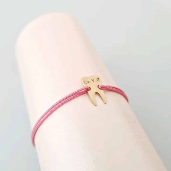 Bratara dinte – Aur Galben 14k – snur reglabil