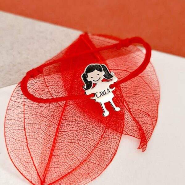 Bratara Familie – 1 Membru – Pandant Argint 925 – Snur matase vegetala reglabil