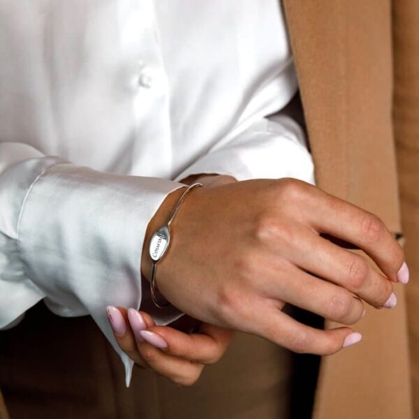 Bratara model fix – Pandantiv oval personalizat – Argint 925