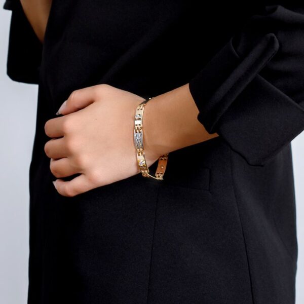 Bratara – Flowers & Sparkle -placata cu aur 18K