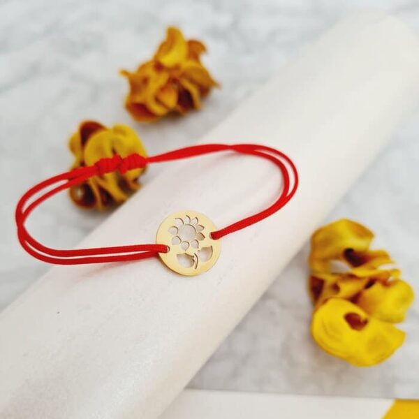 Bratara Fragment de Floarea Soarelui – Argint 925 placat cu Aur Galben 18K – Snur reglabil, diverse culori