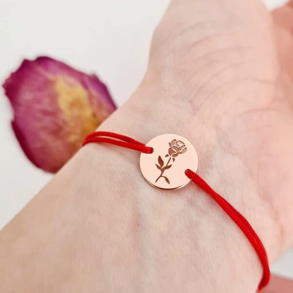 Bratara Fragment de Trandafir – Argint 925 placat cu Aur Roz 18K – Snur reglabil, diverse culori