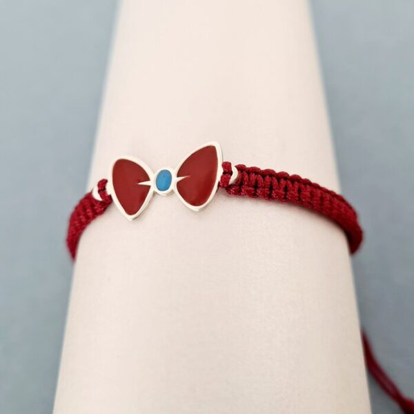 Bratara fundita decorata cu email – Argint 925 – Snur impletit reglabil