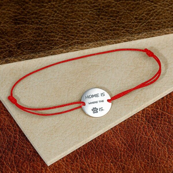 Bratara Home is where the paw is – Argint 925, snur negru