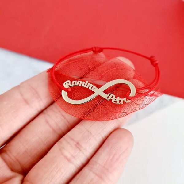 Bratara infinit cu 2 nume Aur Galben 14k