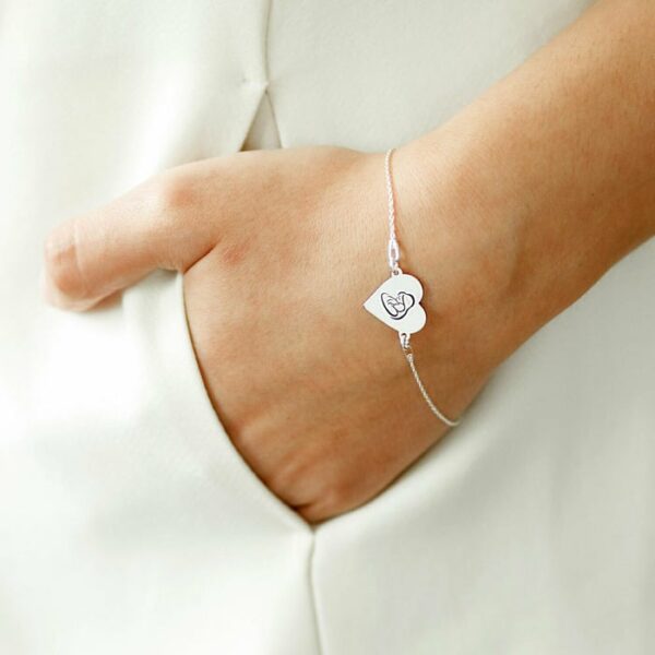 Bratara inima – Imbratisare Mama si Bebe – Argint 925 – cu lantisor