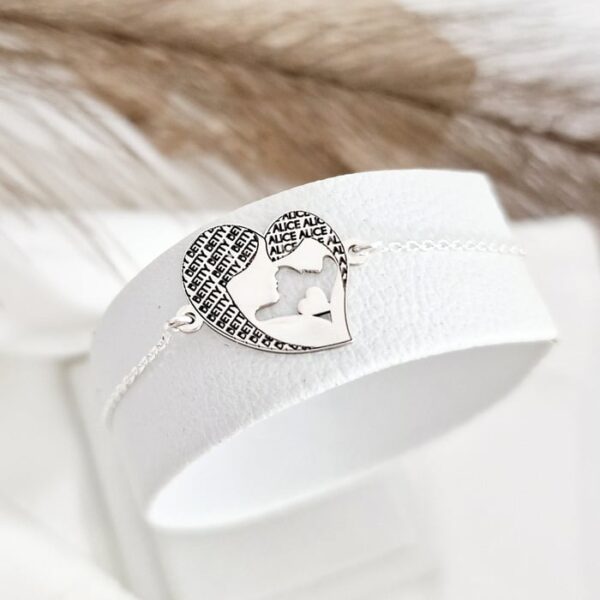 Bratara Inima – Mama si fiica – Argint 925, cu lantisor