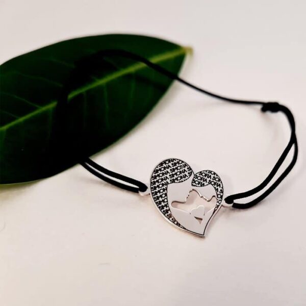 Bratara Inima – Mama si fiica – Argint 925, snur reglabil